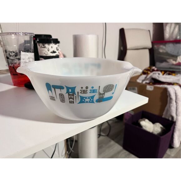 Fire King Other - Vintage MCM Fire King Atomic Blue  Heaven 10 inch bowl flawless